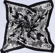 Anyyou Fashion Premium Satin Square Scarf – Elegant Lace Black Silk-Feel Neckwrap for Women