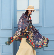 Anyyou 100% Mulberry Silk Violet Blue Long Scarf Luxury Brand Women Beach Shawl Wear Swimwear Pashimina Face Shield Foulard