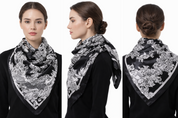 Anyyou Fashion Premium Satin Square Scarf – Elegant Lace Black Silk-Feel Neckwrap for Women