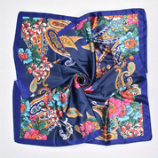 Anyyou Fashion Premium Satin Square Scarf – Big Paisley Blue Silk-Feel Neckwrap for Women