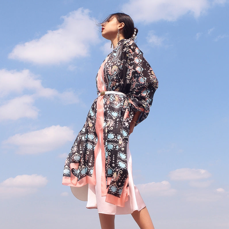 Anyyou 100% Mulberry Silk Black Long Scarf Luxury Brand Women Beach Shawl Wear Swimwear Pashimina Face Shield Foulard