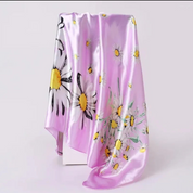 Anyyou Fashion Premium Satin Square Scarf – Daisy Pink Silk-Feel Neckwrap for Women