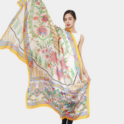 Anyyou 100% Mulberry Silk Yellow Long Scarf Luxury Brand Women Beach Shawl Wear Swimwear Pashimina Face Shield Foulard
