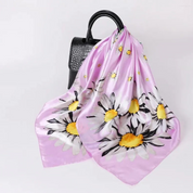 Anyyou Fashion Premium Satin Square Scarf – Daisy Pink Silk-Feel Neckwrap for Women