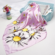 Anyyou Fashion Premium Satin Square Scarf – Daisy Pink Silk-Feel Neckwrap for Women