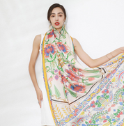Anyyou 100% Mulberry Silk Yellow Long Scarf Luxury Brand Women Beach Shawl Wear Swimwear Pashimina Face Shield Foulard