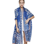 Anyyou 100% Mulberry Silk Ocean Blue Long Scarf Luxury Brand Women Beach Shawl Wear Swimwear Pashimina Face Shield Foulard
