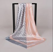 Anyyou Fashion Premium Satin Square Scarf – Grey Pink Silk-Feel Neckwrap for Women