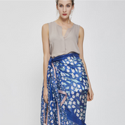 Anyyou 100% Mulberry Silk Ocean Blue Long Scarf Luxury Brand Women Beach Shawl Wear Swimwear Pashimina Face Shield Foulard