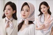 Anyyou Fashion Premium Satin Square Scarf – Grey Pink Silk-Feel Neckwrap for Women