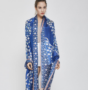 Anyyou 100% Mulberry Silk Ocean Blue Long Scarf Luxury Brand Women Beach Shawl Wear Swimwear Pashimina Face Shield Foulard