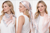 Anyyou Fashion Premium Satin Square Scarf – Grey Pink Silk-Feel Neckwrap for Women