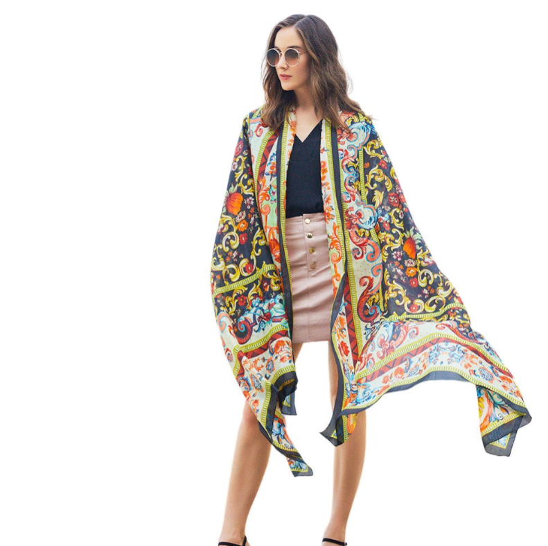 Anyyou 100% Mulberry Silk Multicolor Long Scarf Luxury Brand Women Beach Shawl Wear Swimwear Pashimina Face Shield Foulard
