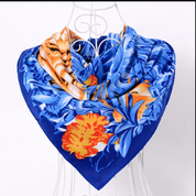 Anyyou Fashion Premium Satin Square Scarf – Romantic Floral Blue Silk-Feel Neckwrap for Women
