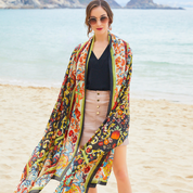 Anyyou 100% Mulberry Silk Multicolor Long Scarf Luxury Brand Women Beach Shawl Wear Swimwear Pashimina Face Shield Foulard