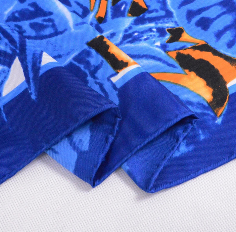 Anyyou Fashion Premium Satin Square Scarf – Romantic Floral Blue Silk-Feel Neckwrap for Women