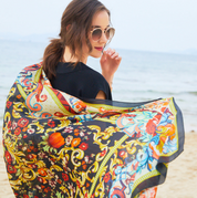 Anyyou 100% Mulberry Silk Multicolor Long Scarf Luxury Brand Women Beach Shawl Wear Swimwear Pashimina Face Shield Foulard