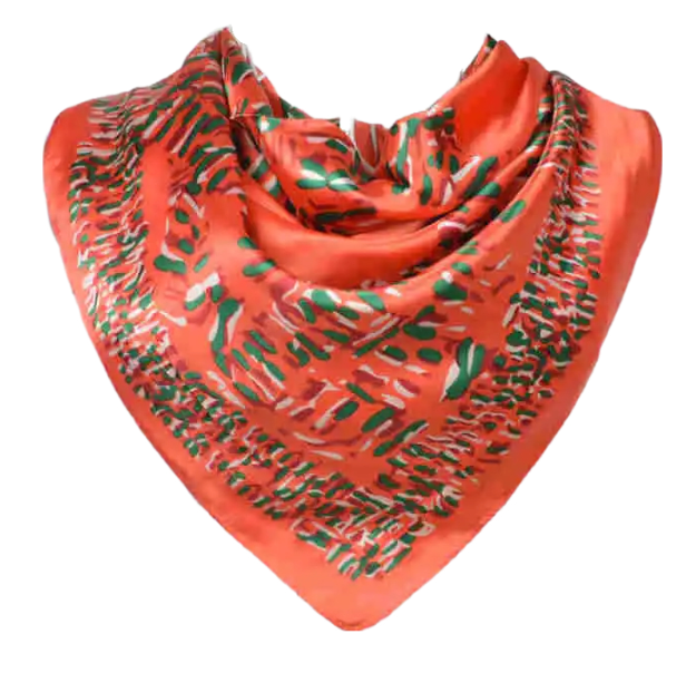 Anyyou Fashion Premium Satin Square Scarf – Orange Red Silk-Feel Neckwrap for Women