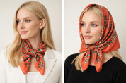 Anyyou Fashion Premium Satin Square Scarf – Orange Red Silk-Feel Neckwrap for Women