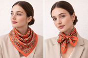 Anyyou Fashion Premium Satin Square Scarf – Orange Red Silk-Feel Neckwrap for Women