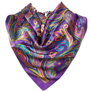 Anyyou Fashion Premium Satin Square Scarf – Purple Silk-Feel Neckwrap for Women