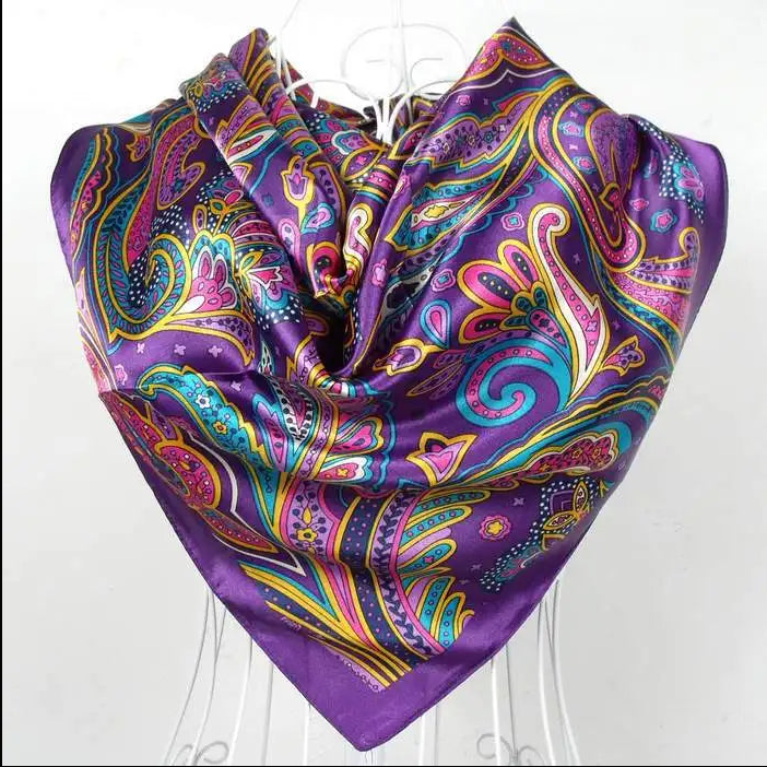 Anyyou Fashion Premium Satin Square Scarf – Purple Silk-Feel Neckwrap for Women