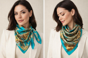 Anyyou Fashion Premium Satin Square Scarf – Blue Silk-Feel Neckwrap for Women