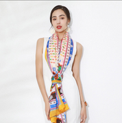 Anyyou 100% Mulberry Silk Light Yellow Long Scarf Luxury Brand Women Beach Shawl Wear Swimwear Pashimina Face Shield Foulard