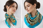 Anyyou Fashion Premium Satin Square Scarf – Blue Silk-Feel Neckwrap for Women