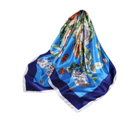 Anyyou Fashion Premium Satin Square Scarf – Peony Blue Silk-Feel Neckwrap for Women