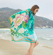Anyyou 100% Mulberry Silk Vivid Green Long Scarf Luxury Brand Women Beach Shawl Wear Swimwear Pashimina Face Shield Foulard