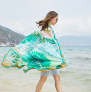 Anyyou 100% Mulberry Silk Vivid Green Long Scarf Luxury Brand Women Beach Shawl Wear Swimwear Pashimina Face Shield Foulard