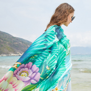 Anyyou 100% Mulberry Silk Vivid Green Long Scarf Luxury Brand Women Beach Shawl Wear Swimwear Pashimina Face Shield Foulard