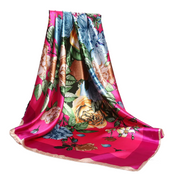 Anyyou Fashion Premium Satin Square Scarf – Peony Pink Silk-Feel Neckwrap for Women