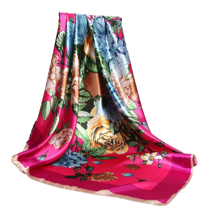 Anyyou Fashion Premium Satin Square Scarf – Peony Pink Silk-Feel Neckwrap for Women