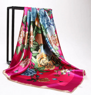 Anyyou Fashion Premium Satin Square Scarf – Peony Pink Silk-Feel Neckwrap for Women