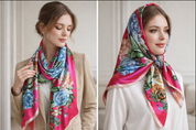 Anyyou Fashion Premium Satin Square Scarf – Peony Pink Silk-Feel Neckwrap for Women