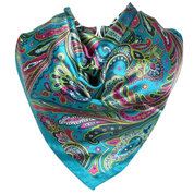 Anyyou Fashion Premium Satin Square Scarf – Blue Silk-Feel Neckwrap for Women