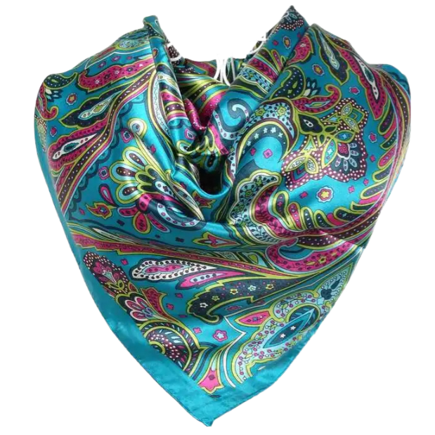 Anyyou Fashion Premium Satin Square Scarf – Blue Silk-Feel Neckwrap for Women