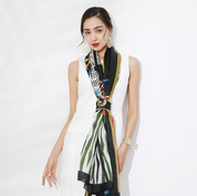 Anyyou 100% Mulberry Silk Ebony Black Long Scarf Luxury Brand Women Beach Shawl Wear Swimwear Pashimina Face Shield Foulard