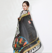 Anyyou 100% Mulberry Silk Ebony Black Long Scarf Luxury Brand Women Beach Shawl Wear Swimwear Pashimina Face Shield Foulard