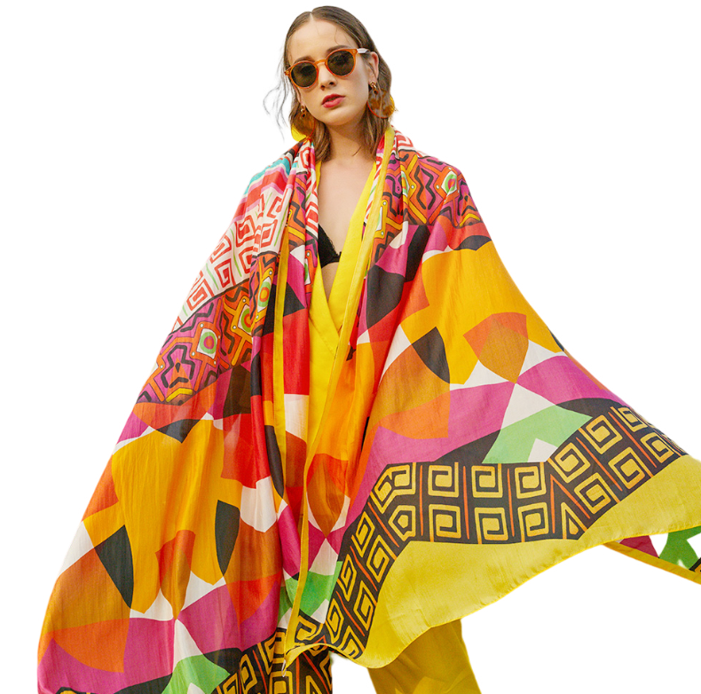 Anyyou 100% Mulberry Silk Butter Yellow Long Scarf Luxury Brand Women Beach Shawl Wear Swimwear Pashimina Face Shield Foulard