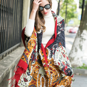 Anyyou 100% Pure Merino Wool Multicolor Paisley Stylish Poncho Winter Large Scarf With Trendy Pashmina Shawl Bandana  For Womenfashion Design
