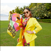 Anyyou 100% Mulberry Silk Butter Yellow Long Scarf Luxury Brand Women Beach Shawl Wear Swimwear Pashimina Face Shield Foulard