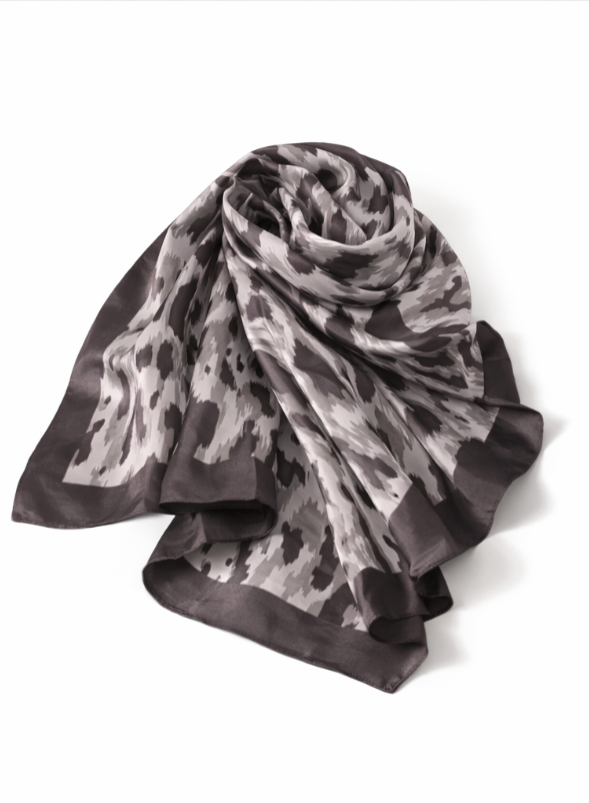 Anyyou Fashion Premium Satin Square Scarf – Grey Leopard Silk-Feel Neckwrap for Women