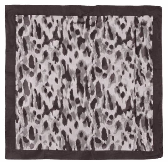 Anyyou Fashion Premium Satin Square Scarf – Grey Leopard Silk-Feel Neckwrap for Women