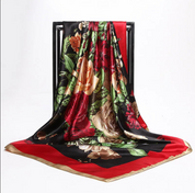 Anyyou Fashion Premium Satin Square Scarf – Peony Red Silk-Feel Neckwrap for Women