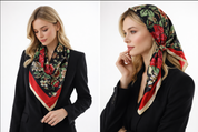 Anyyou Fashion Premium Satin Square Scarf – Peony Red Silk-Feel Neckwrap for Women