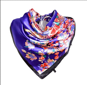 Anyyou Fashion Premium Satin Square Scarf – Purple Blue Silk-Feel Neckwrap for Women