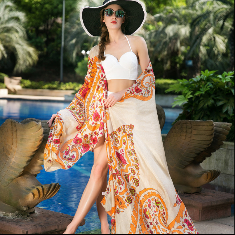 Anyyou 100% Mulberry Silk Gray Long Scarf Luxury Brand Women Beach Shawl Wear Swimwear Pashimina Face Shield Foulard